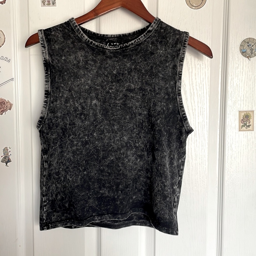 Black and Grey Shoulder Tank Top